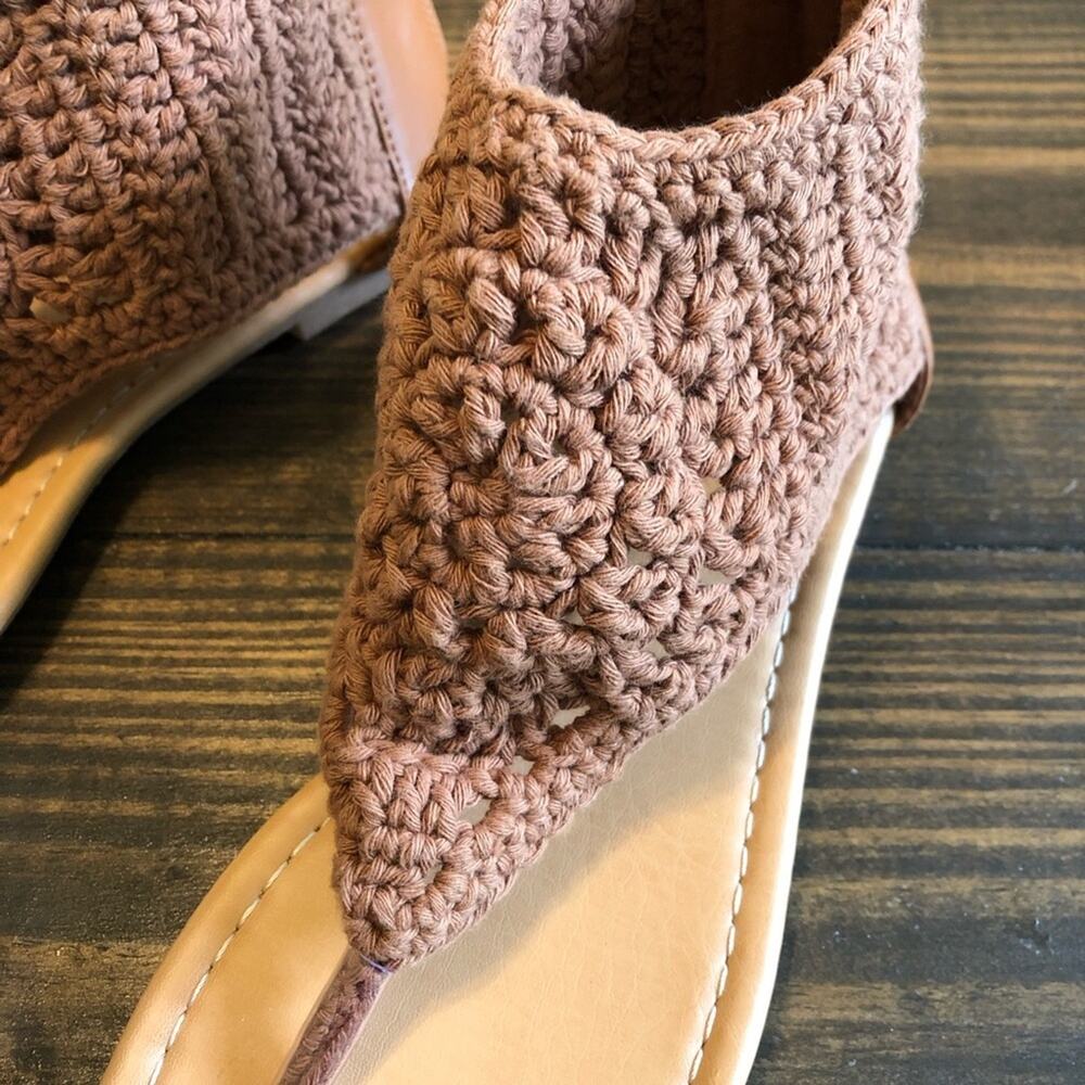 Bumper Boho Crocheted Sandal Neutral Brown Womens 6.5 Hippie Festival Bohemian - Picture 2 of 12